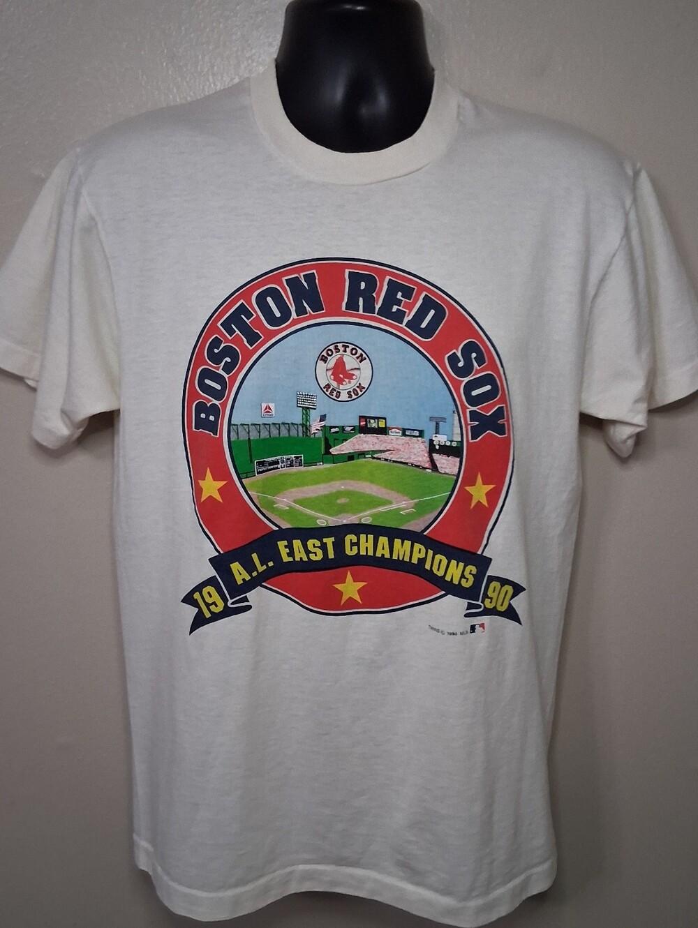 VTG 1990 Boston Red Sox AL East Champs Large MLB T-shirt Single Stitch NEW NWOT